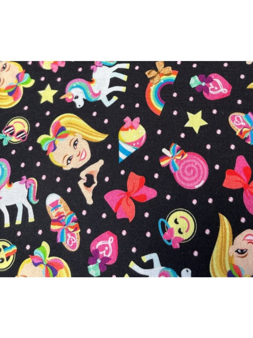 Jojo Siwa Rainbow Emoji Cotton Fabric 1/2 yard x 44" Unicorn Bow Quilting Sewing